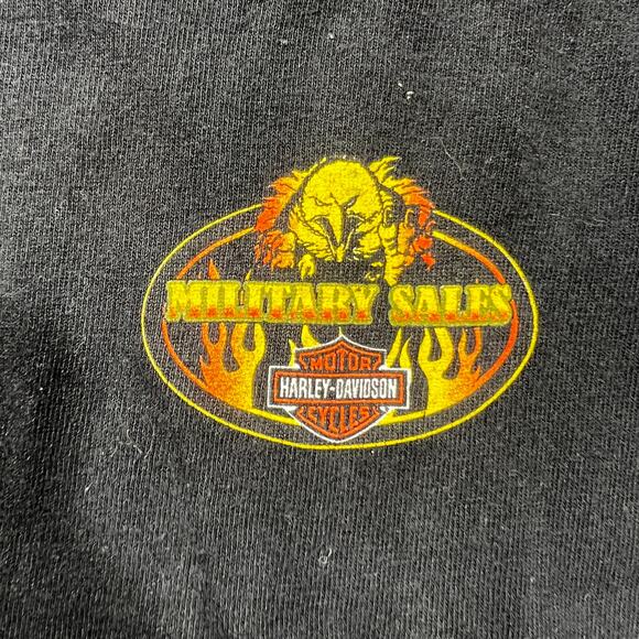 Y2K Harley Davidson Military Sales T-Shirt XL Black Flame - Picture 4 of 7
